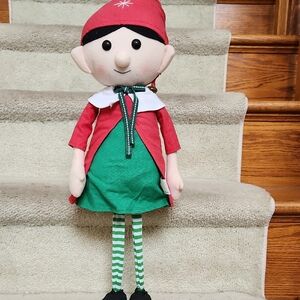 Festive Elf Plush X- Mas Decoration- Red and Green